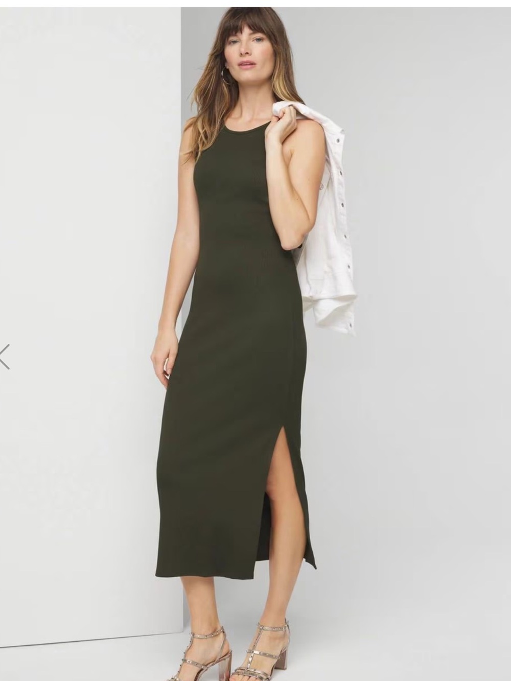 WHBM® FORME Rib Sleeveless Midi Dress, XXS, NWT